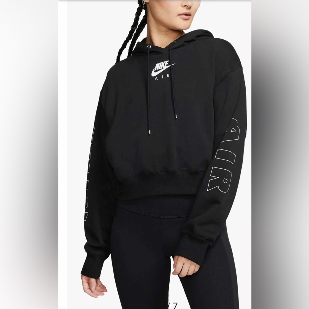 Nike Sportswear Air Fleece Black Cropped Hoodie Size Medium